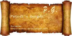 Petrán Gergő névjegykártya